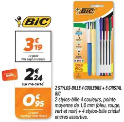 Netto Bic 2 stylos-bille 4 couleurs + 5 cristal offre
