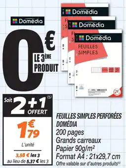 Netto Domédia feuilles simples perforées offre