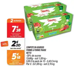 Netto Netto compote en gourdes pomme & pomme fraise offre