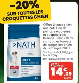 Animalis Nath 20% de remise sur toutes les croquettes chien offre