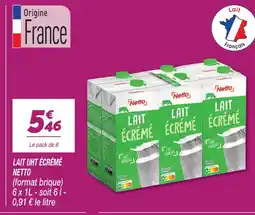 Netto Netto lait uht écrémé offre