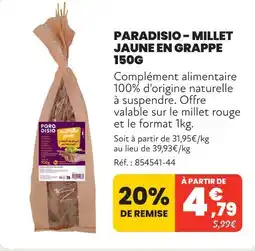 Animalis Paradisio millet jaune en grappe 150 g offre