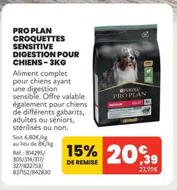 Animalis Pro plan croquettes sensitive digestion pour chiens - 3kg offre