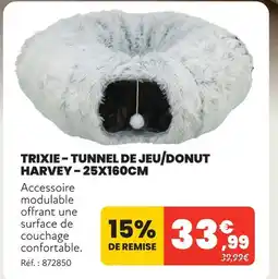 Animalis Trixie tunnel de jeu/donut harvey - 25x160cm offre