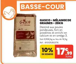 Animalis Gasco mélange de graines - 20kg offre