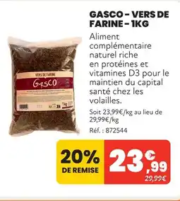 Animalis Gasco vers de farine - 1kg offre