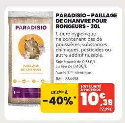Animalis Paradisio paillage de chanvre pour rongeurs - 30l offre