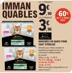 E.Leclerc Brico PURINA PRO PLAN BOUCHÉES EN SAUCE POUR CHAT STÉRILISÉ offre