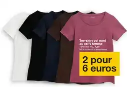 Zeeman ZEEMAN Tee-shirt col rond ou col V femme offre