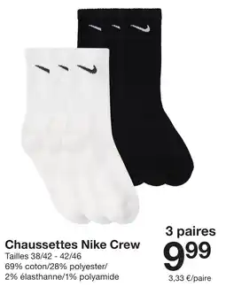 Zeeman Nike Chaussettes Crew offre