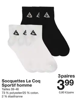 Zeeman Le Coq Sportif socquettes homme offre