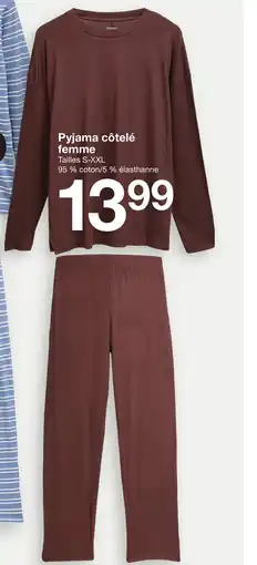 Zeeman Pyjama côtelé femme offre