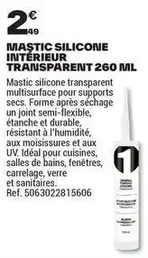 Brico Dépôt Durable - silicone interieur transparent 260 ml offre