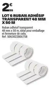 Brico Dépôt Lot 6 ruban adhésif transparent 48 mm offre