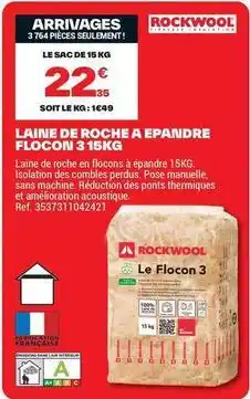 Brico Dépôt Rockwool - laine de roche a epaudre flocon 3 15kg offre