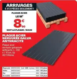 Brico Dépôt Plaque acier nervurée galva anthracite offre