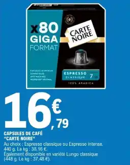E.Leclerc CARTE NOIRE CAPSULES DE CAFÉ offre