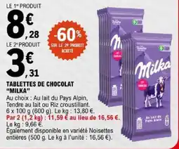 E.Leclerc Milka TABLETTES DE CHOCOLAT offre
