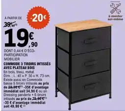 E.Leclerc COMMODE 3 TIROIRS INTISSÉS offre
