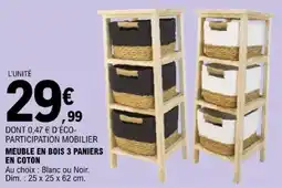 E.Leclerc MEUBLE EN BOIS 3 PANIERS EN COTON offre