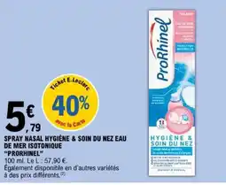 E.Leclerc ProRhinel SPRAY NASAL HYGIÈNE & SOIN DU NEZ EAU DE MER ISOTONIQUE offre
