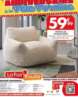 La Foir'Fouille FAUTEUIL XXL VELOURS CÔTELÉ offre