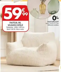 La Foir'Fouille Fauteuil xxl velours cotelé offre