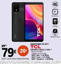 E.Leclerc TCL SMARTPHONE TCL 501 offre