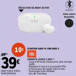E.Leclerc JBL ÉCOUTEUR SANS FIL VIBE BUDS 2 offre
