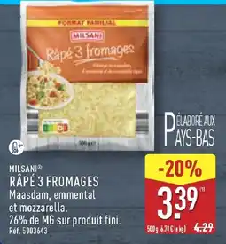 ALDI MILSANI RAPÉ 3 FROMAGES offre