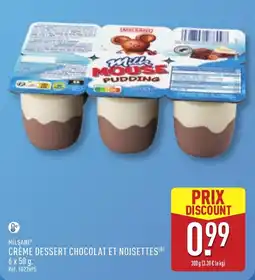 ALDI MILSANI CRÈME DESSERT CHOCOLAT ET NOISETTES offre