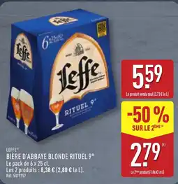 ALDI Leffe Bière d'abbaye blonde rituel 9° offre