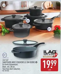 ALDI CROFTON SAUTEUSE AVEC COUVERCLE EN VERRE offre