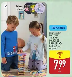 ALDI DISNEY FROZEN PAW PATROL T-SHIRTS MANCHES LONGUES offre
