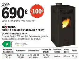 E.Leclerc Brico INVICTA POÊLE À GRANULÉS "ADRANO 7 PLUS" offre