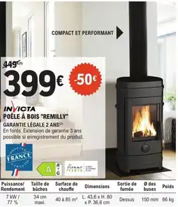 E.Leclerc Brico INVICTA POÊLE À BOIS "REMILLY" offre