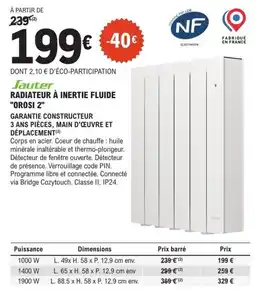 E.Leclerc Brico Sauter RADIATEUR À INERTIE FLUIDE "OROSI 2" offre
