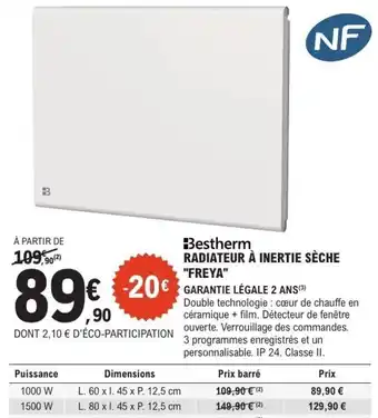 Bestherm RADIATEUR À INERTIE SÈCHE "FREYA"