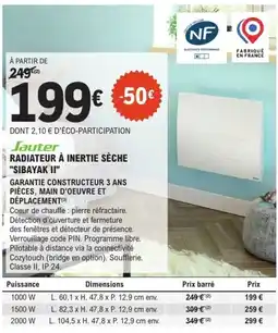 E.Leclerc Brico Jauter RADIATEUR À INERTIE SÈCHE "SIBAYAK II" offre