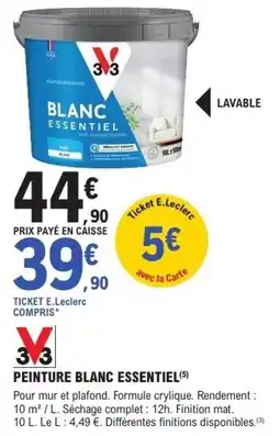 E.Leclerc Brico V33 PEINTURE BLANC ESSENTIEL offre