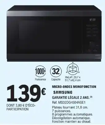 SAMSUNG MICRO-ONDES MONOFONCTION