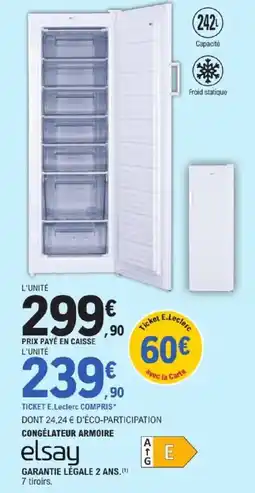 E.Leclerc elsay CONGÉLATEUR ARMOIRE offre