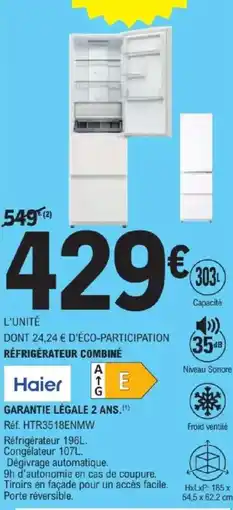 E.Leclerc Haier RÉFRIGÉRATEUR COMBINÉ offre