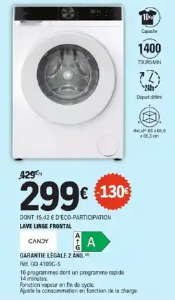 E.Leclerc CANDY LAVE LINGE FRONTAL offre