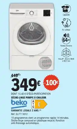 E.Leclerc Beko Sèche-Linge Pompe à Chaleur offre