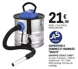 E.Leclerc Brico AS GARDEN Aspirateur à cendres et granulés "Skalys" offre