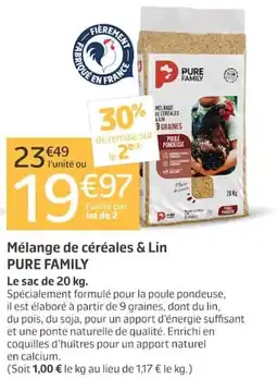 Jardiland PURE FAMILY Mélange de céréales & Lin offre