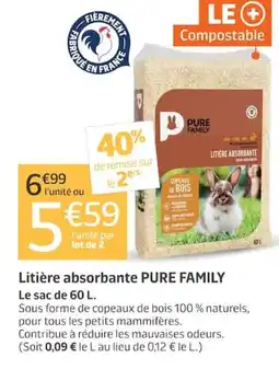 Jardiland PURE FAMILY Litière absorbante offre
