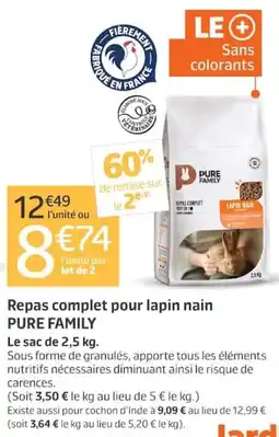 Jardiland PURE FAMILY Repas complet pour lapin nain offre