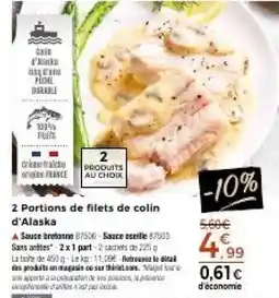 Thiriet COLONA 2 Portions de filets de colin d'Alaska offre
